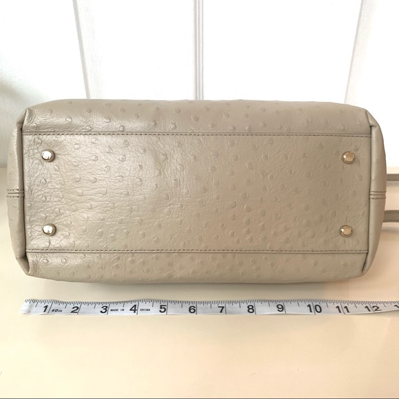 Kate Spade · Victoria Falls Madeline Ostrich Embossed Satchel Stone Taupe Bag - Picture 5 of 17